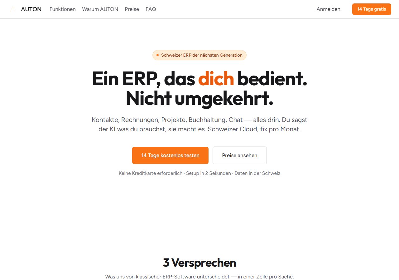 AUTON Marketing-Hero — Ein ERP, das dich bedient